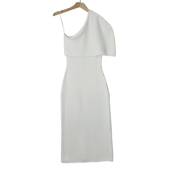 The Sei One Shoulder Cape Midi Pique Knit Sweater Dress Womens Size Medium $399 - Picture 6 of 15